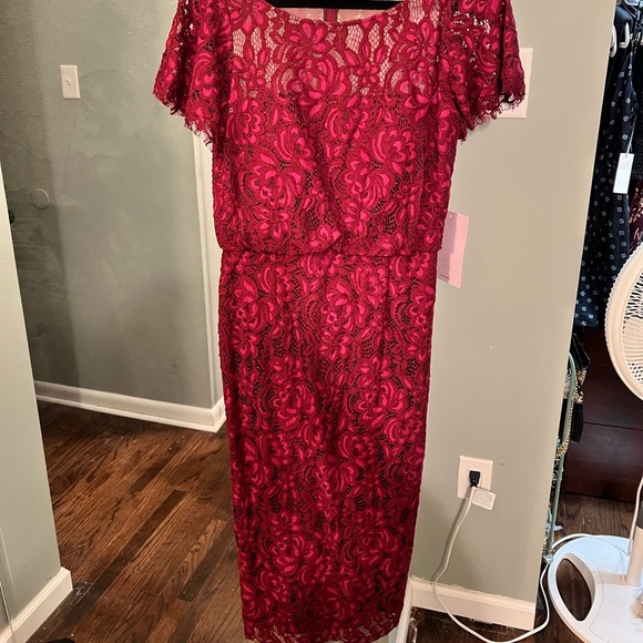 Beautiful!! JS collection Embroidered Lace Blouson Cocktail Dress - Berry - Picture 2 of 10